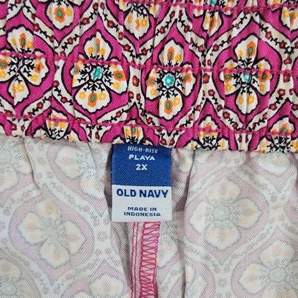 NEW Old Navy Playa Shorts Size 2X High Waist Pink Geometric Print With Pockets - Picture 8 of 15